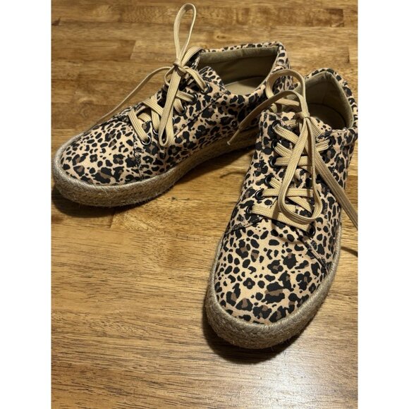 CORKYS Boutique Espadrille Leopard Sneakers Boho Animal Quiet Luxury Size 6 - Picture 1 of 8